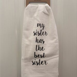 White Kitchen Towel with Black Text